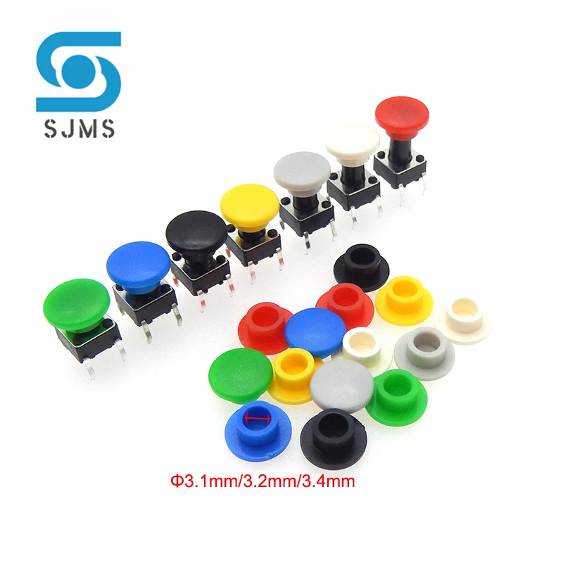 50szt Dotykowa nasadka przycisku A29 Średnica przycisku przełącznika 8mm Otwór wewnętrzny id 3.1/3.2/3.4mm Dla mikroprzełącznika taktowego 6 * 6 mm