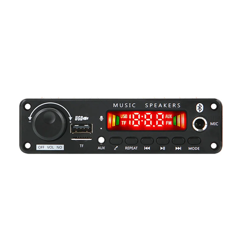 50W Amplifier 18V MP3/WAV/FLAC Decoder Board Bluetooth 5.3 Car Audio System with Dual Mic ENC, USB/TF/FM & Remote Control