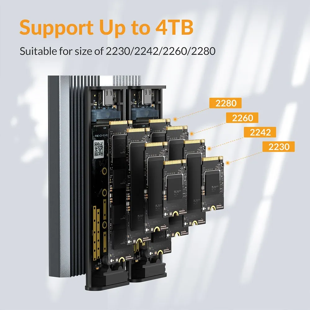 Imagem -04 - Idsonix-caixa de Disco Rígido Externo Dual Bay Nvme Sata Enclosure tipo c Usb 3.2 10gbps Nvme Pcie 6gbps Ahci 2bay Storage Box