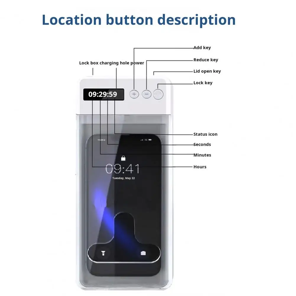 T-shaped Opening Phone Box Mobile Phone Lock Box with Timer Lcd Display for Adults Children Prevent Phone for Students