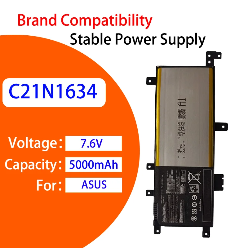 

Долговечная батарея для ноутбуков ASUS C21N1634 A580U A580B A580R X542U FL5900L FL8000U, 5000 мАч, 7.6 В, сменная батарея