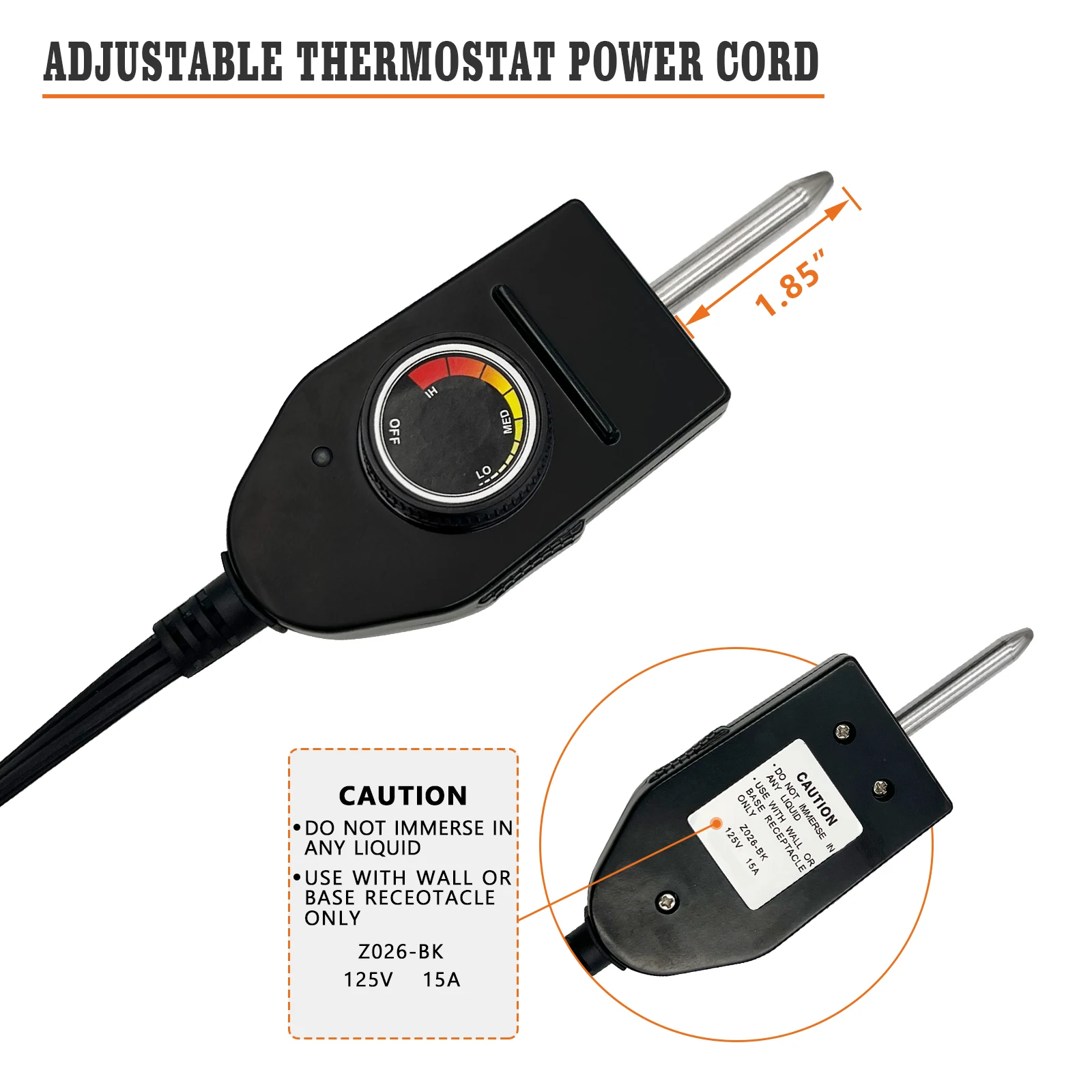 Replacement of Masterbuilt Electric Smoker Parts, Electric Skillet Cord with Thermostat Analog Control for Elect