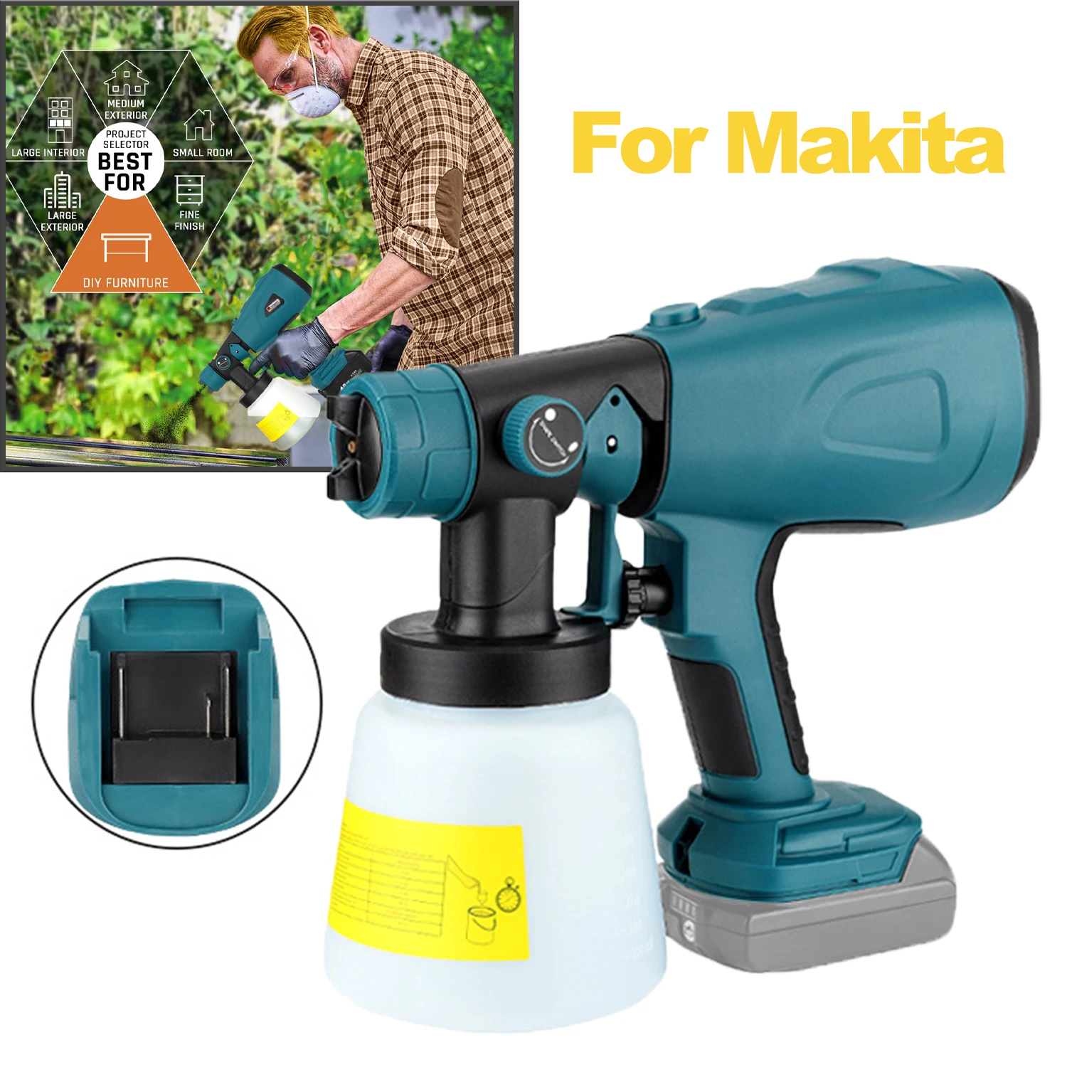 

Cordless Paint Sprayer for Furniture Fancy Cars Walls DIY Works House Painting for Makita/Dewalt/Milwaukee/Bosch 18V Battery