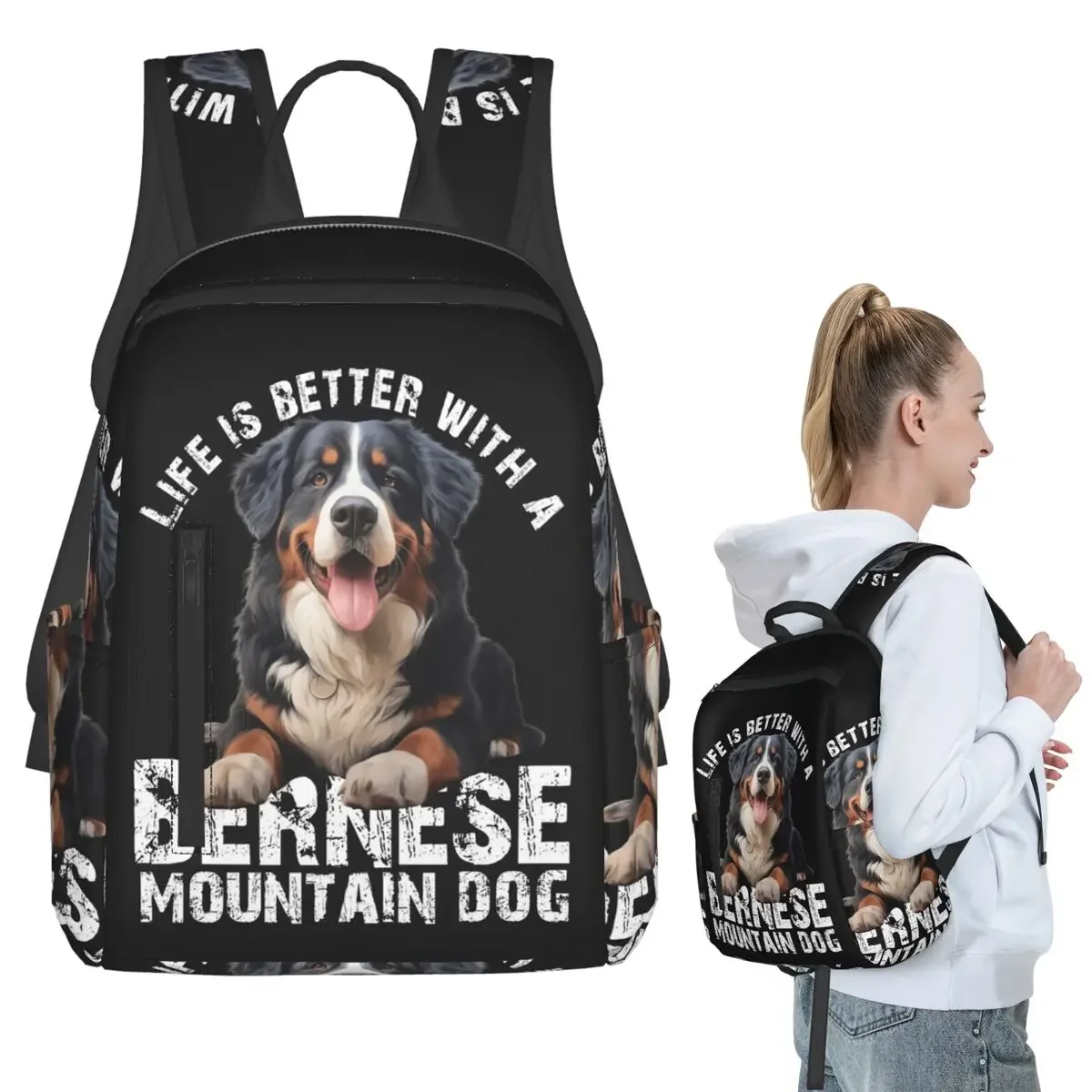

Bernese Mountain Dog Backpack Student Boys Girls BookBag Children School Bag Computer Shoulder Bags for Men Women