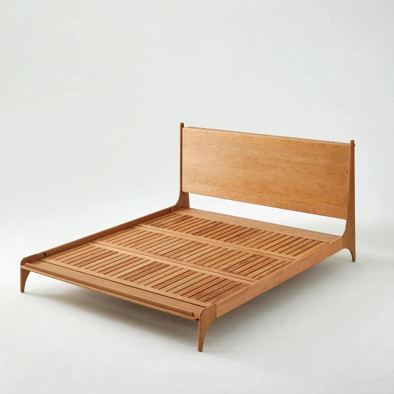 

LTT solid wood bed cherry wood Nordic Japanese style furniture log master bedroom double bed