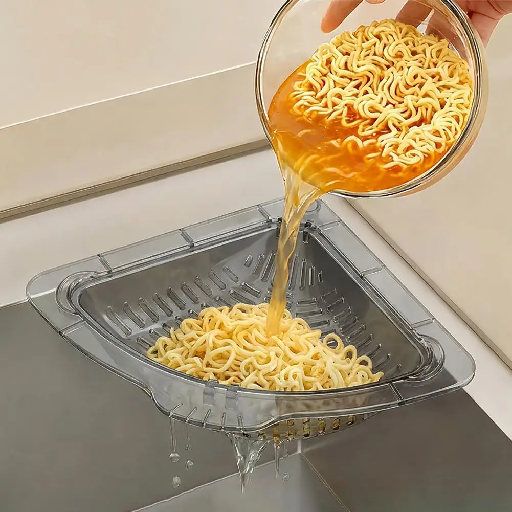 Magnetic Drain Basket Sink Corner Strainer Triangular Kitchen Sink Drain Basket Waste Catcher for Debris Food Scraps Leftovers