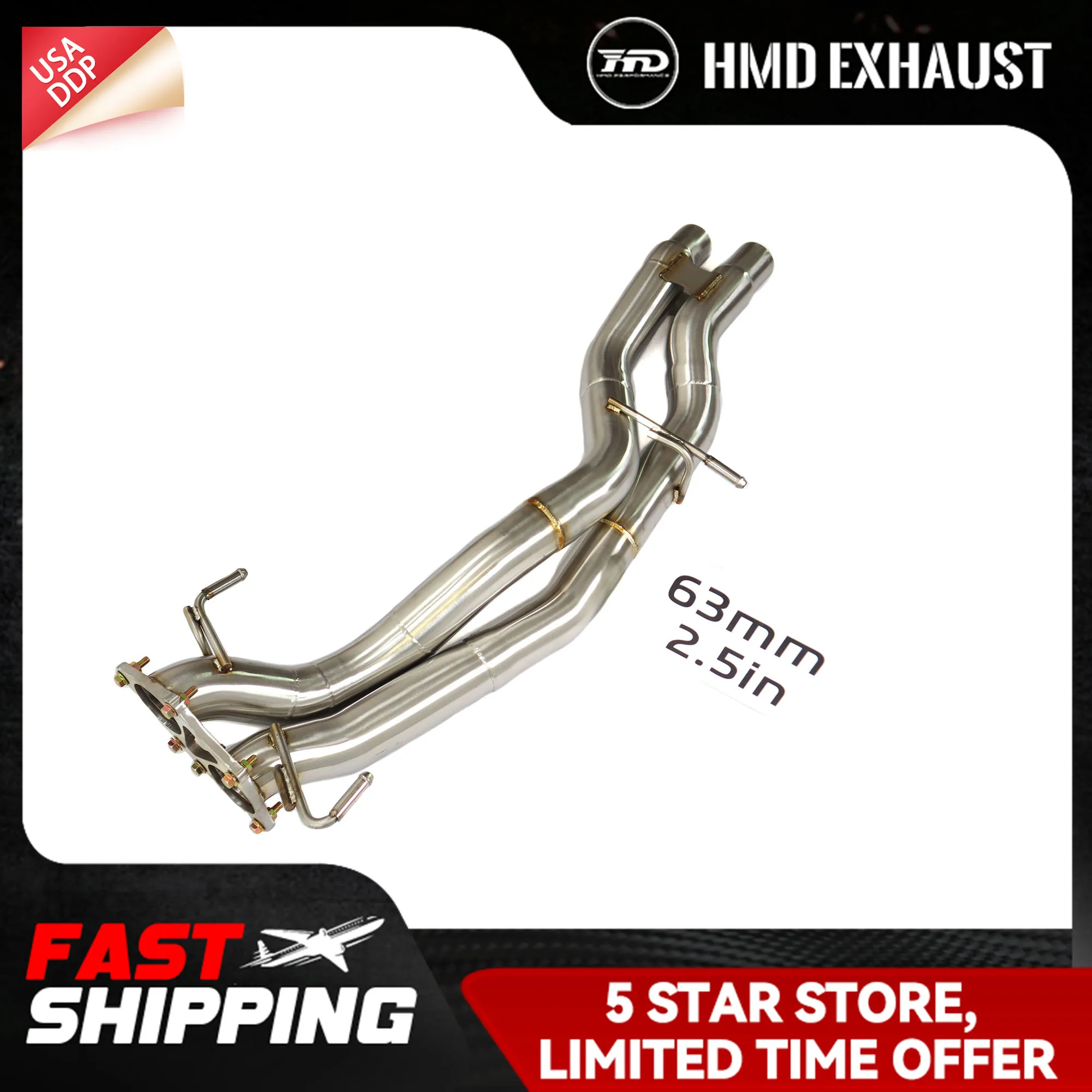 

Резонаторная труба для Porsche Cayenne 957 3.6L, выхлопная труба из SUS304, замена, установка, увеличение диаметра трубы, HMD