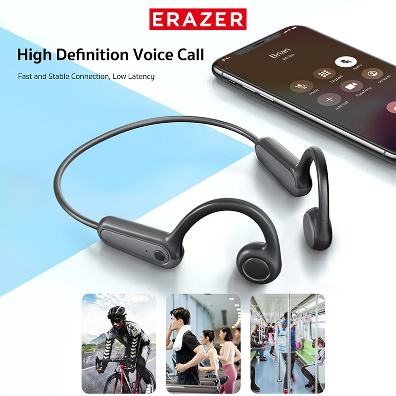 ERAZER XF22 Earphone Bluetooth 5.4 Sports Wireless Headphones Bone Conduction Headsets with Mic Neckband headphones