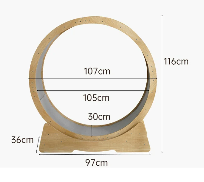 Solid Wood Cat Exercise Wheel, Multi-Layer Board, Durable Safe Fast Operation, Original Wood Color, Pet Fitness Toy