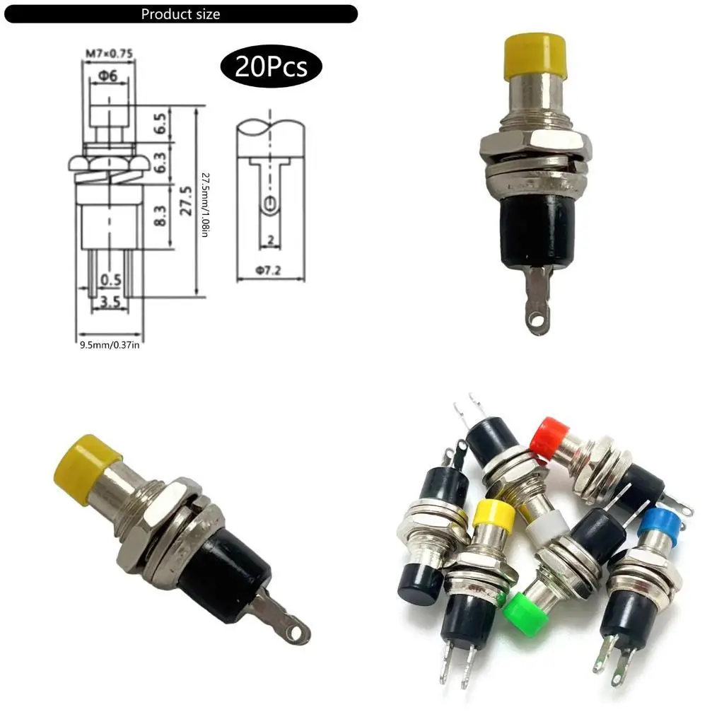 

Y1UD Pack of 20 Small Momentary Pushbutton Switches with Vibranting Color Hat Designs Home Accessory for Circuit Boards