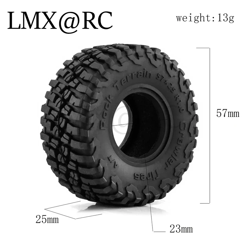 4pcs 57mm 1.0" Soft Rubber Wheel Tire Mud Tire for 1/18 1/24 RC Crawler Car Axial SCX24 Bronco AX24 TRX4M FMS FCX24 Enduro24