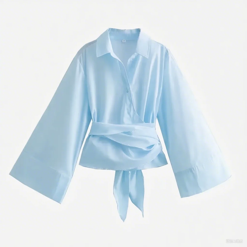 Damesoverhemd met strikband, enkele rij knopen, trendy maatwerk, eenvoudig en elegant, perfect voor werk en dagelijks gebruik