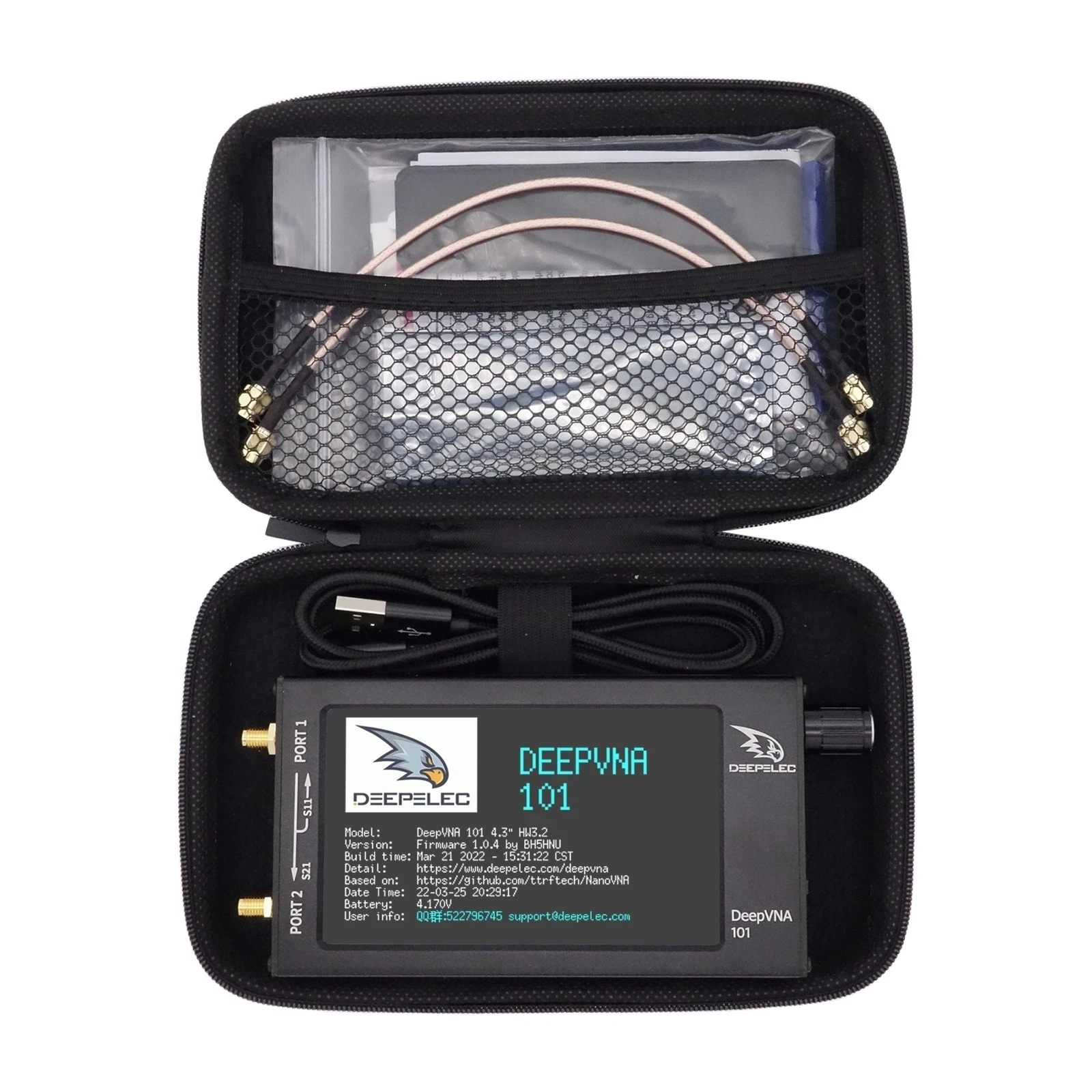 DeepVNA-101 4.3 inch Antenna Analyzer 10k-1.5GHz SWR Meter VHF UHF Network Analyzer HW3.2 IPS LCD + Metal Case NanoVNA-F