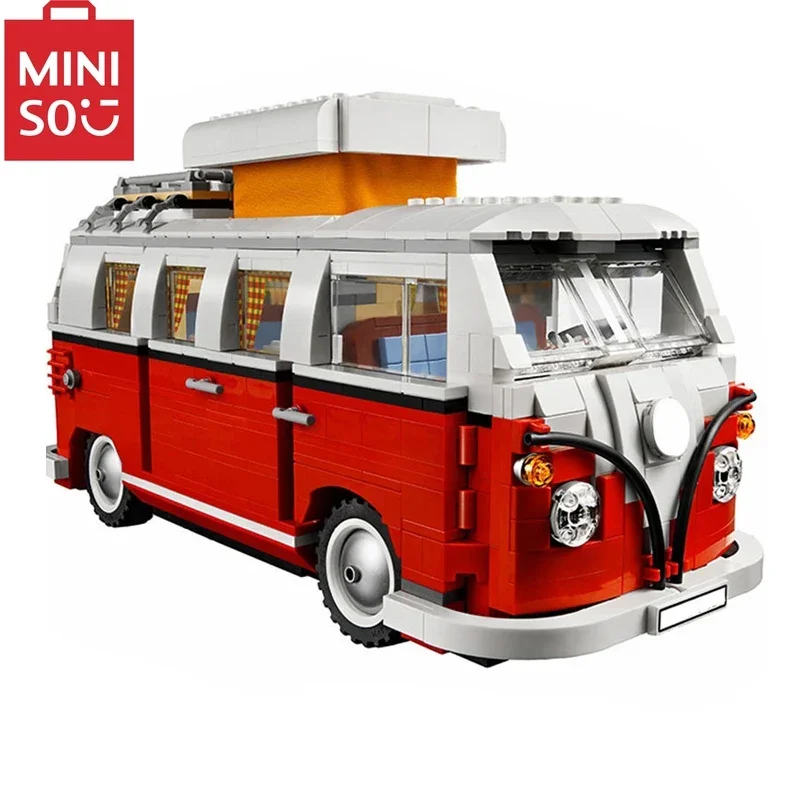 MINISO Disney FIATed 500 VW  T1 Camper Car Van 10220 Model Building Blocks for Mini Cooper Car Brick Toys