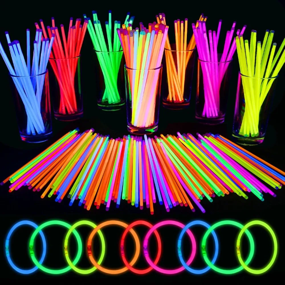 

100 PCS Bright Glow Sticks Bulk - Halloween Glow in the Dark Party Supplies, 8 Glowsticks Easter Party Favors with Bracel
