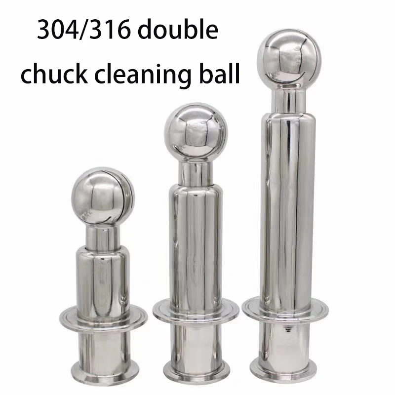 304/316 Stainless Steel Double Clamp Tank Washing Ball, Quick Fit Rotary Spray Cleaning Nozzle