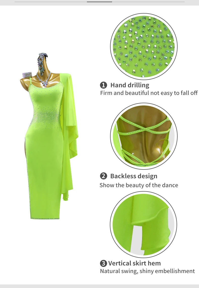 Lateinamerikanisches Tanzkostüm für Damen 2026, Samba-Kleid für Mädchen, Performance-Anzug, lange Outfits, Sport-, Abend-, elegante, Party- und Ballkleidung – Detail 6