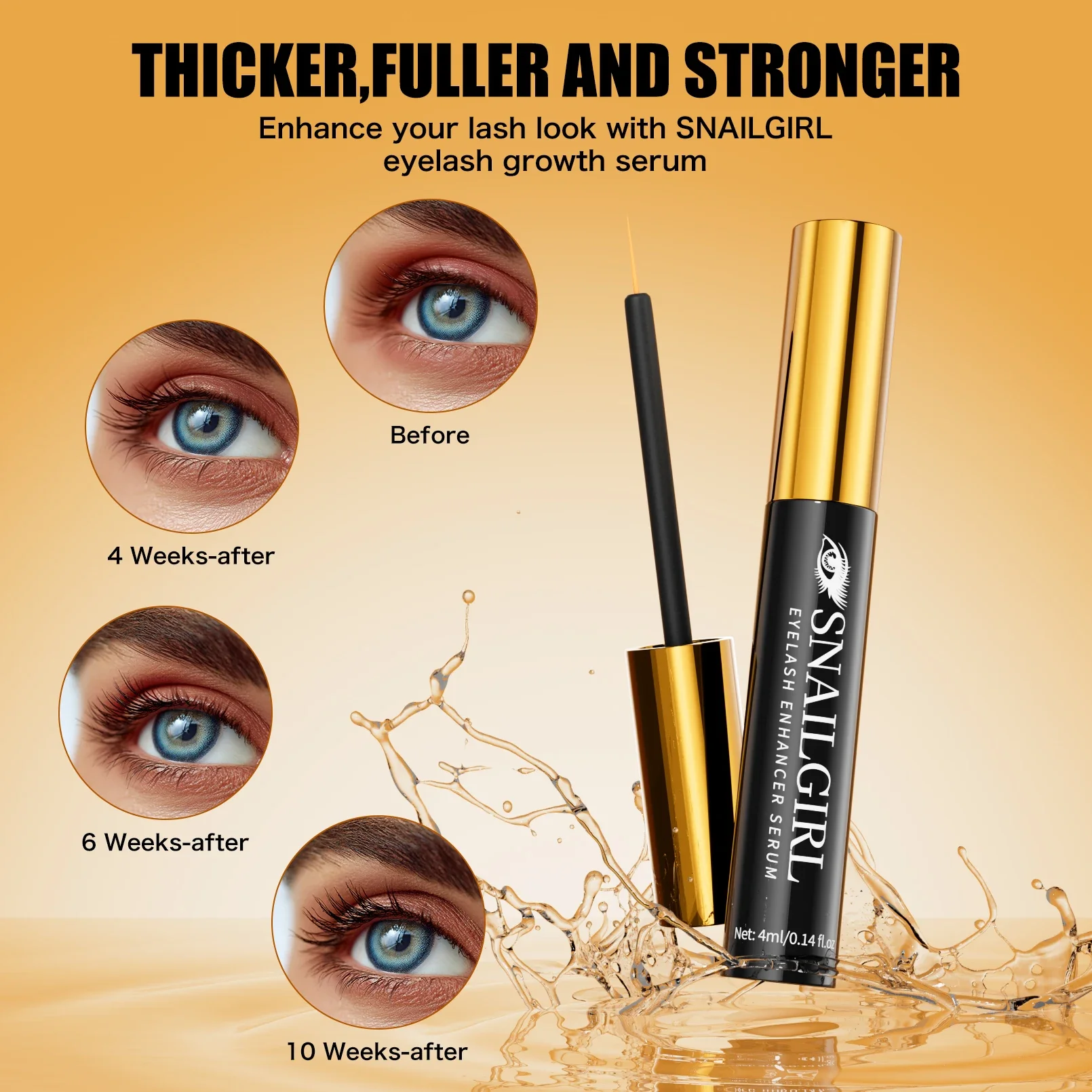 Siero per la crescita delle ciglia per ciglia più lunghe, più spesse, ripara naturale, nutre, idrata, cura dell'arricciatura danneggiata