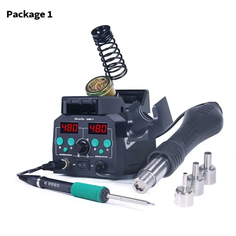 New! Silverflo 938BD-III Soldering Station Rapid Heating T12 Soldering Iron Hot Air Welding Station With Auto Sleep For SMD