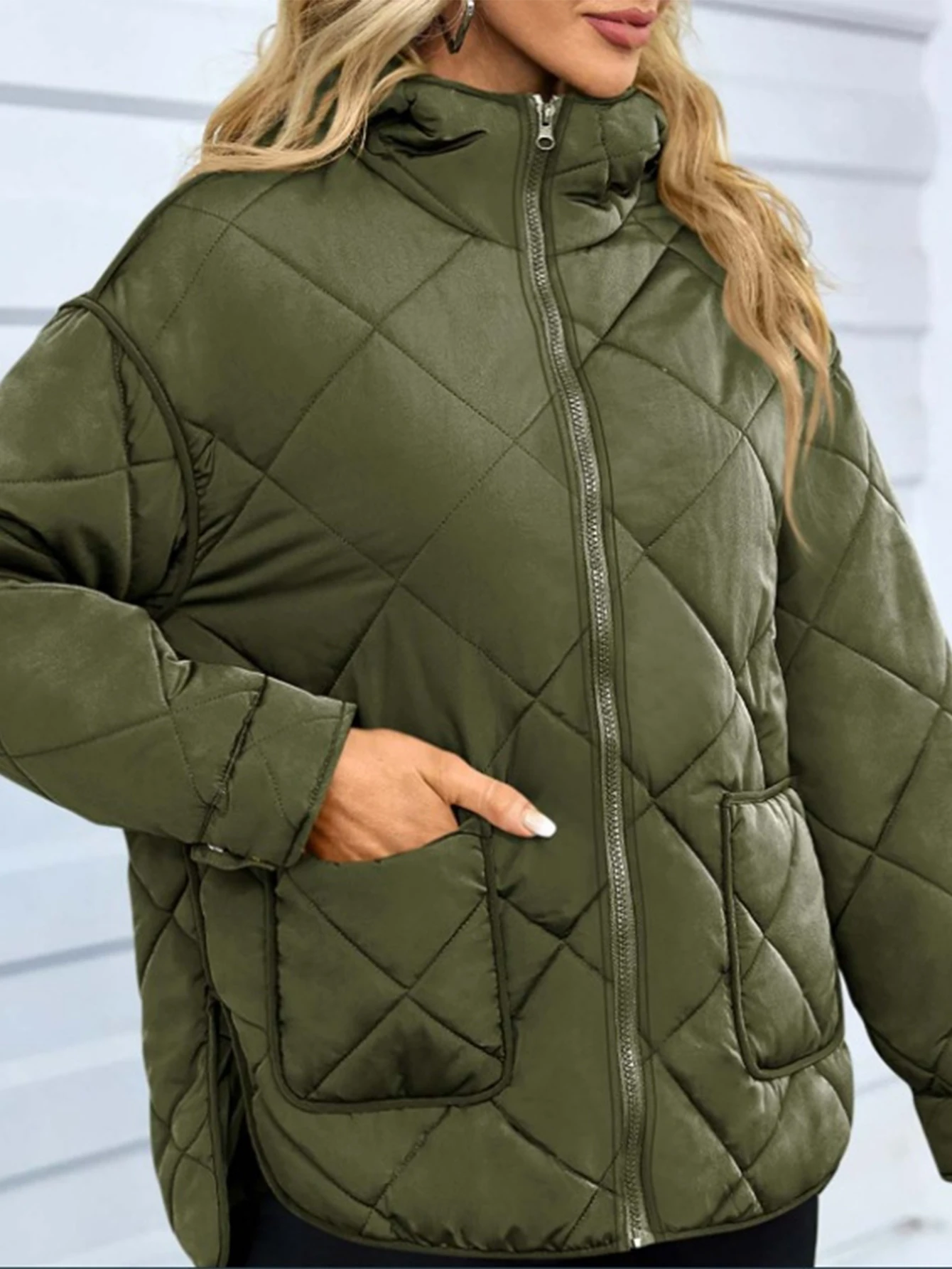 

Женское стеганое пальто, простое однотонное пальто с длинным рукавом и воротником-стойкой, осень-зима, повседневное однобортное пальто на пуговицах с передними карманами