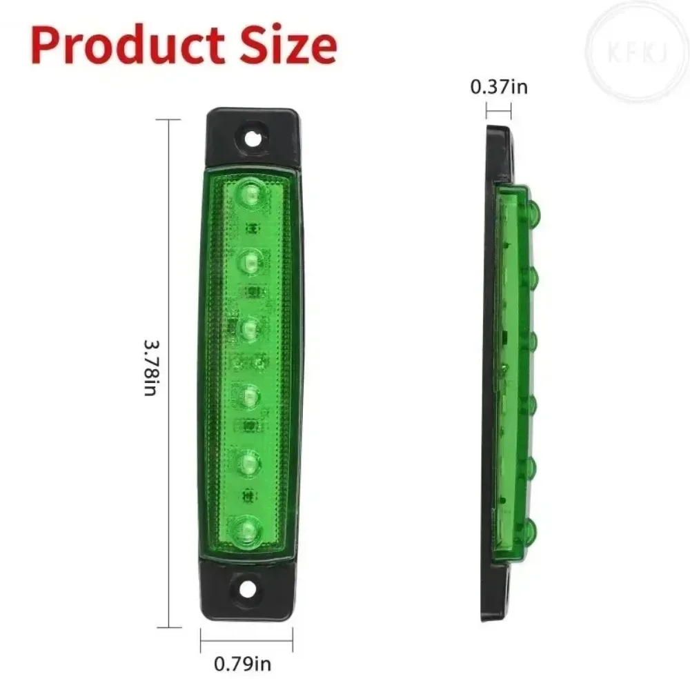 10PCS 12V-24V For Trucks Cab RV Trailer Front Rear Amber/Red/White/Green/Blue LED Side Marker Indicator Lights