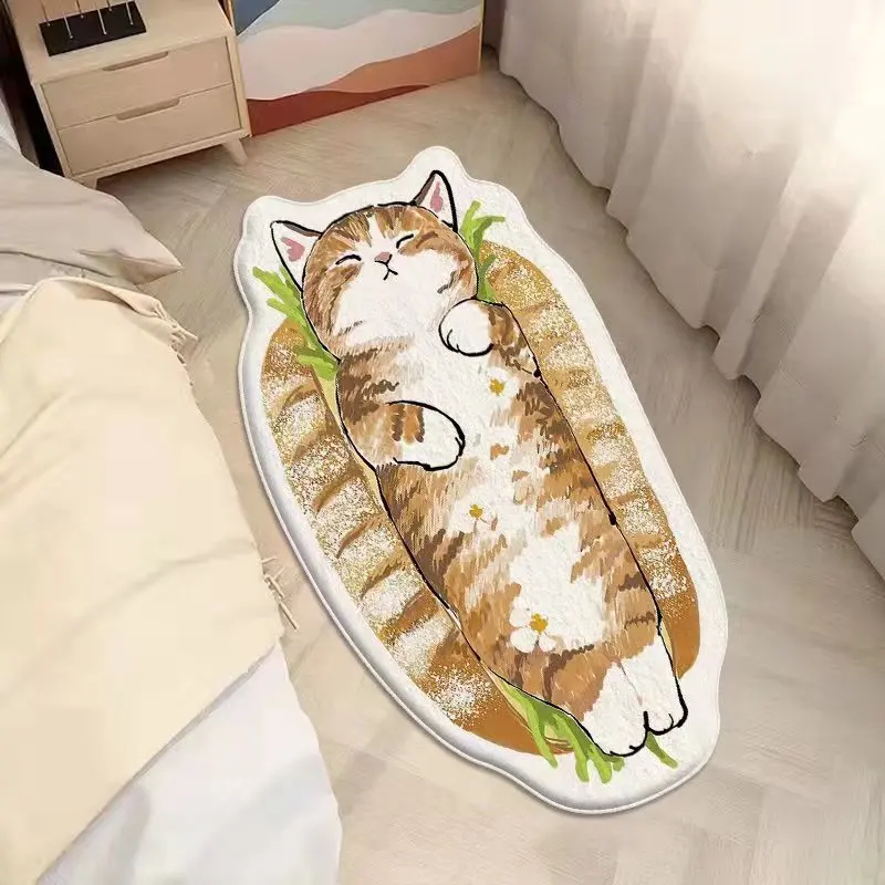 Faux Cashmere Cute Cartoon Pet Carpet Home Bedroom Bedside Decorative Floor Mat Anti-slip Dirty Resistant Machine Washable Rug