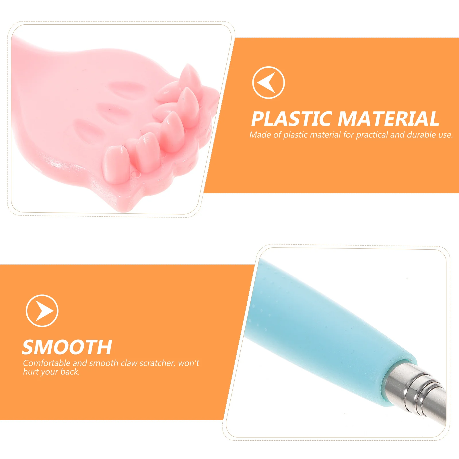 2 個拡張可能なバックマッサージャーブルーピンク調節可能な爪スクラッチャーストレスリリーフボディスクラッチツール柔軟なバックスクラッチャー