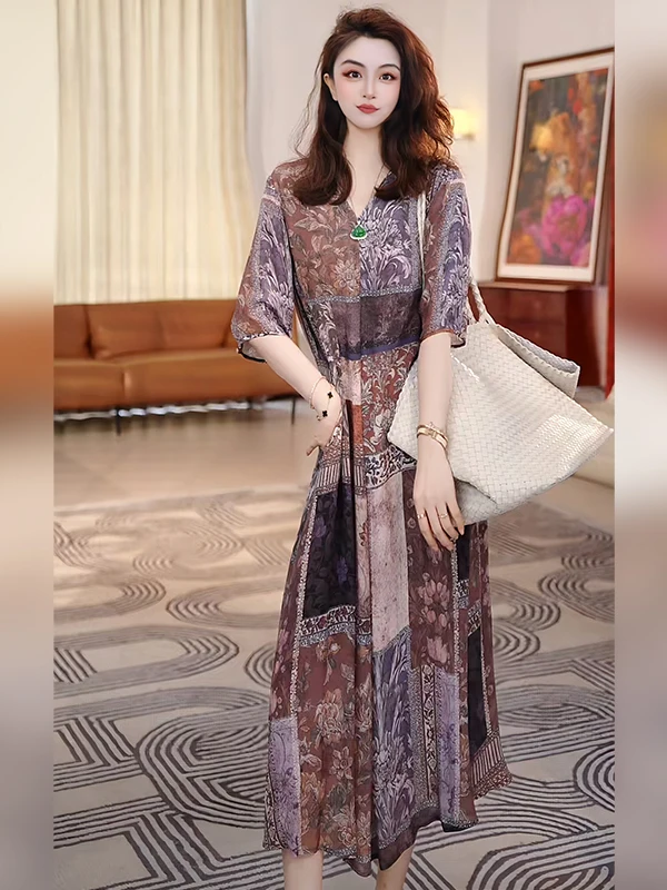 

Летняя новинка от Linda Sister: легкое роскошное платье-миди с V-образным вырезом, рукавом до локтя и завышенной талией, модель AS5LYH3.