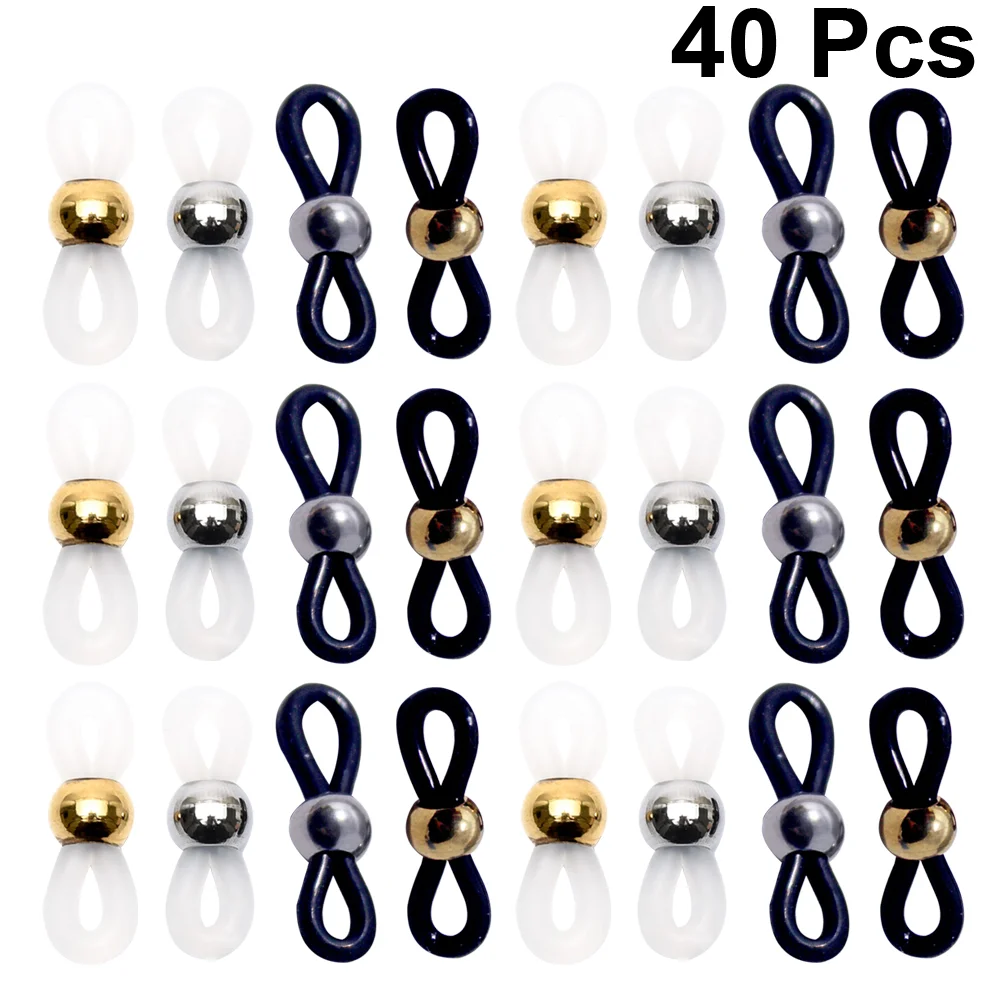 40PCS Eyewear Rope Chain Accessory Eco-friendly Silicone Anti-skid Ring Adjustable Glasses Chain Buckle Silicone Eyeglasses Chai