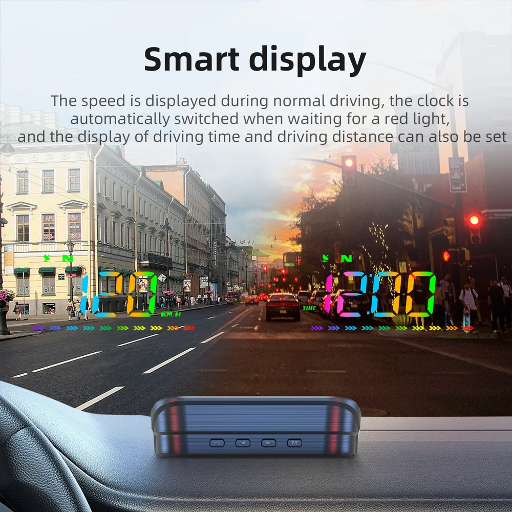 Hud Head Up Display GPS velocímetro Digital para coche medidor de velocidad para proyección de parabrisas de coche pantalla colorida brújula Universal