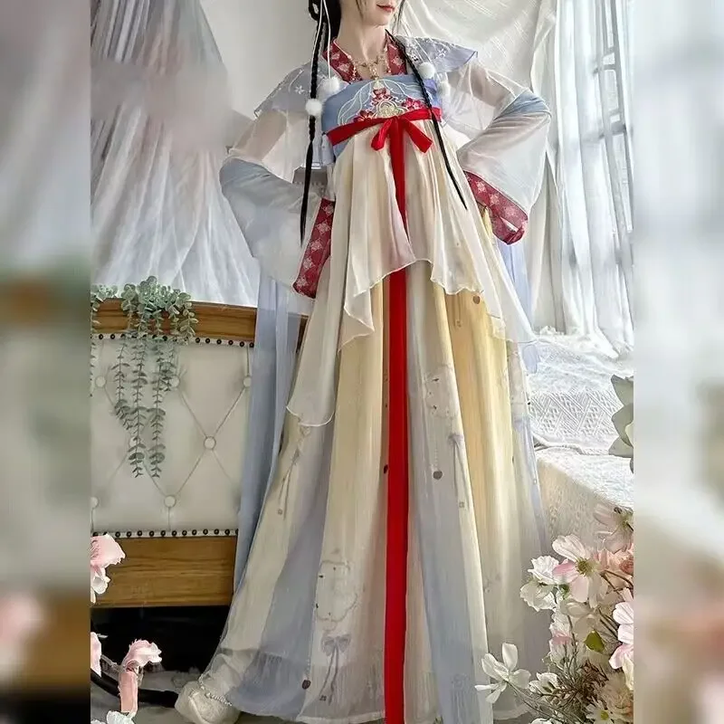 Hanfu Dress Women Chinese Traditional Cosplay Costume Ancient Hanfu Dress Birthday Party Dress Student Hanfu Set Plus Size XL