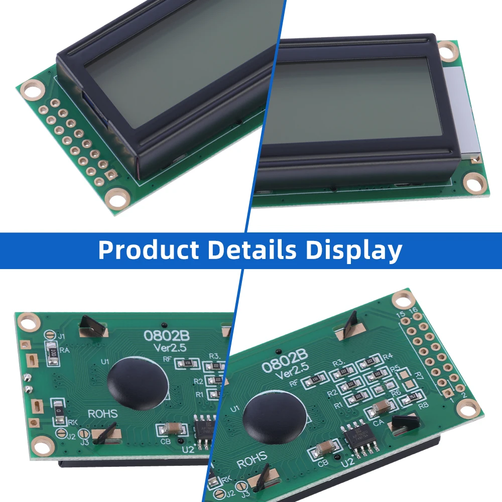 Contrôleur de technologie LCD cyrillique, lettres orange clair et noir, technologie multilingue, 0802B, 3.3V, 8X2, ST7066, en stock, livraison directe