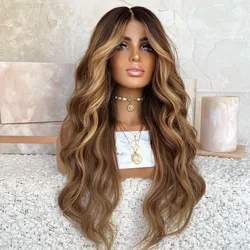 Body Wave Caramel Brown Ombre Remy Human Hair 13x6 Lace Front 180 Density 360 Frontal Wigs for Black Women with Baby Hair