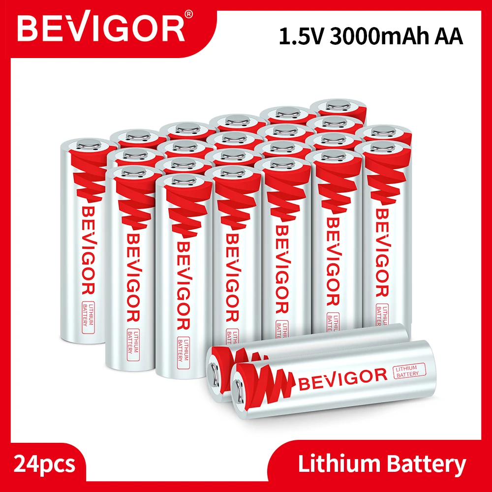 

BEVIGOR 24 Pack 1.5V 3000mAh Lithium Battery FR14505 FR6 L91 LiFeS2 AA Lithium Batteries for Remote Control