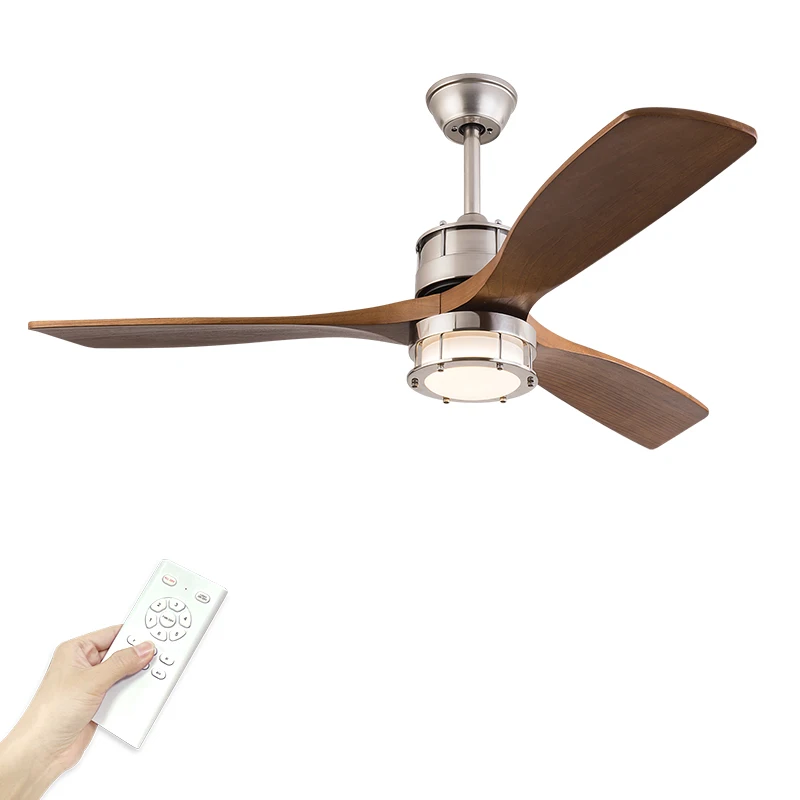 Mid Century Vintage Style Ceiling Fan with Light DC Copper Motor Remote Control and  American Retro 25W LED Ceiling Fans