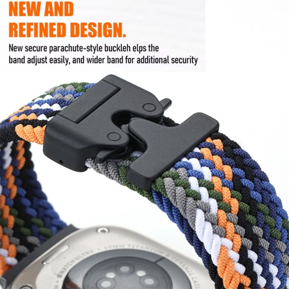 حزام حلقة مضفر لساعة أبل 46 مللي متر 45 مللي متر 44 مللي متر 49 مللي متر 42 40 41 مللي متر المظلة النايلون الفرقة iWatch سلسلة الترا 2 10 9 8 7 SE 6