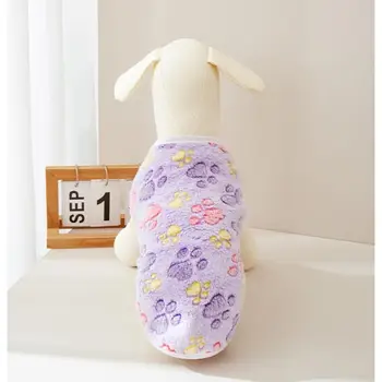 法蘭絨狗狗衣服 寵物服飾 適合小型和中型犬 柔軟幼犬背心 可愛爪印吉娃娃外套 約克夏背心寵物服裝 6 最佳銷售 衣服狗 - №4
