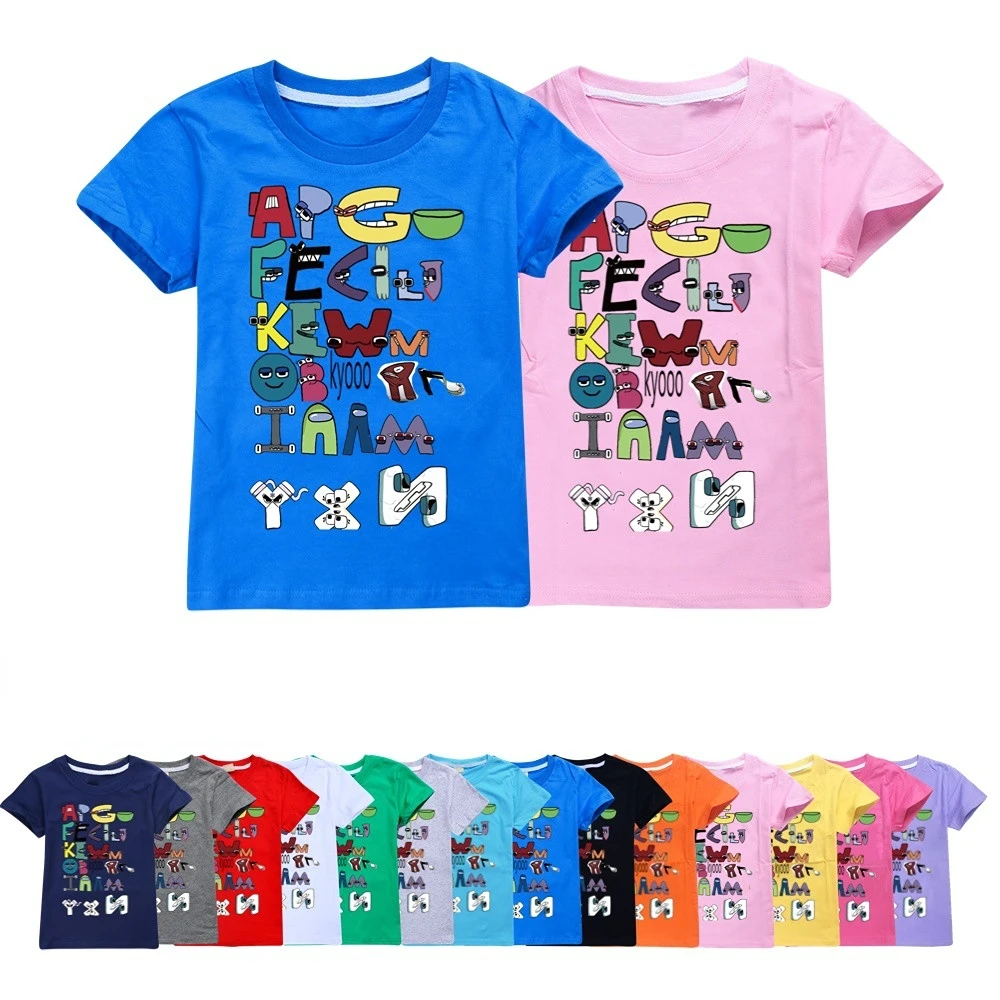 

Alphabet Lore Children's Summer Children's Short-sleeved T-shirt A/B/C/D Birthday Gift for Girls Kids Boys