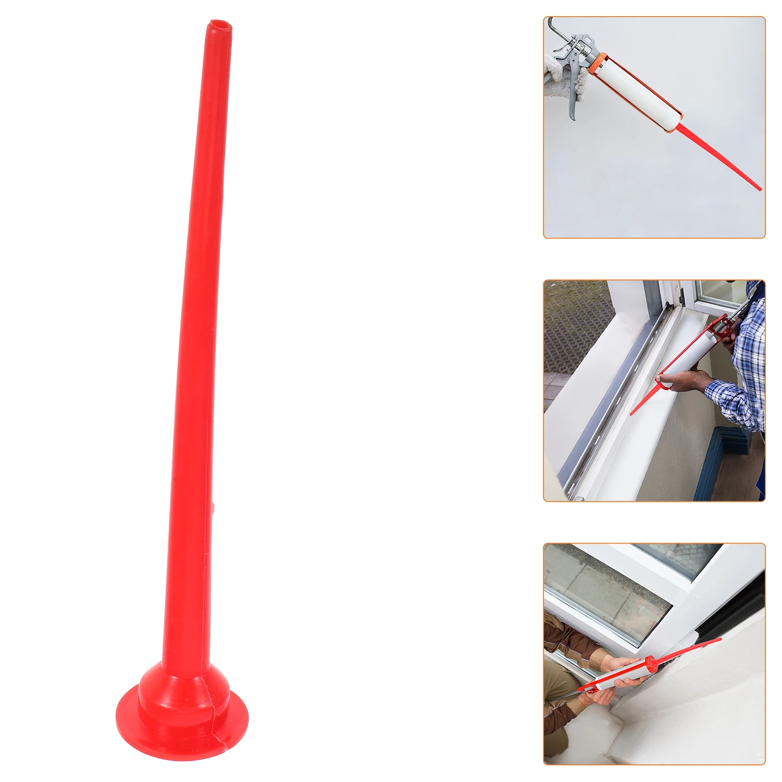 Extended Nozzle Tips Long Sausage Caulk Applicator Tool Reusable Red For Construction Durable Soft Ergonomic Design Professional