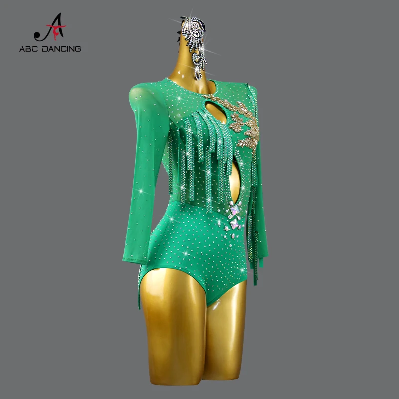 Abito da ballo latino concorso Extreme Mini Ballroom Practice Wear Prom Costume Ladies Bodycon Cha-Cha Pole Woman Line Suit Skirt Nuovi prodotti e serie Personalizzazione Avanzata Danza Internazionale Abito da Ballo