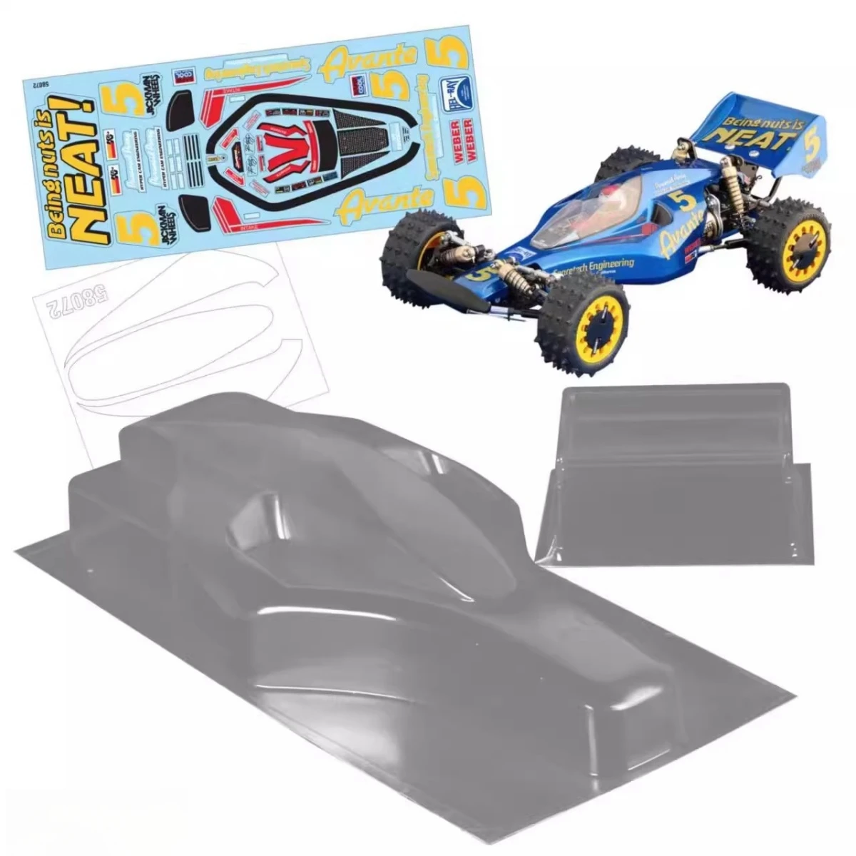 Tamiya Avante Clear body shell. Tamiya 1/10 Avante 4x4 Buggy opzione parte. Auto telecomandata