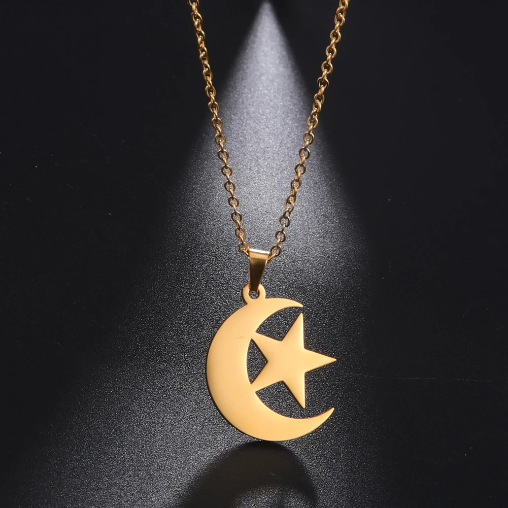 

Amaxer Moon and Star Pendant Necklace for Girl Women Stainless Steel Dainty Charm Choker Necklace Children Birthday Jewelry Gift