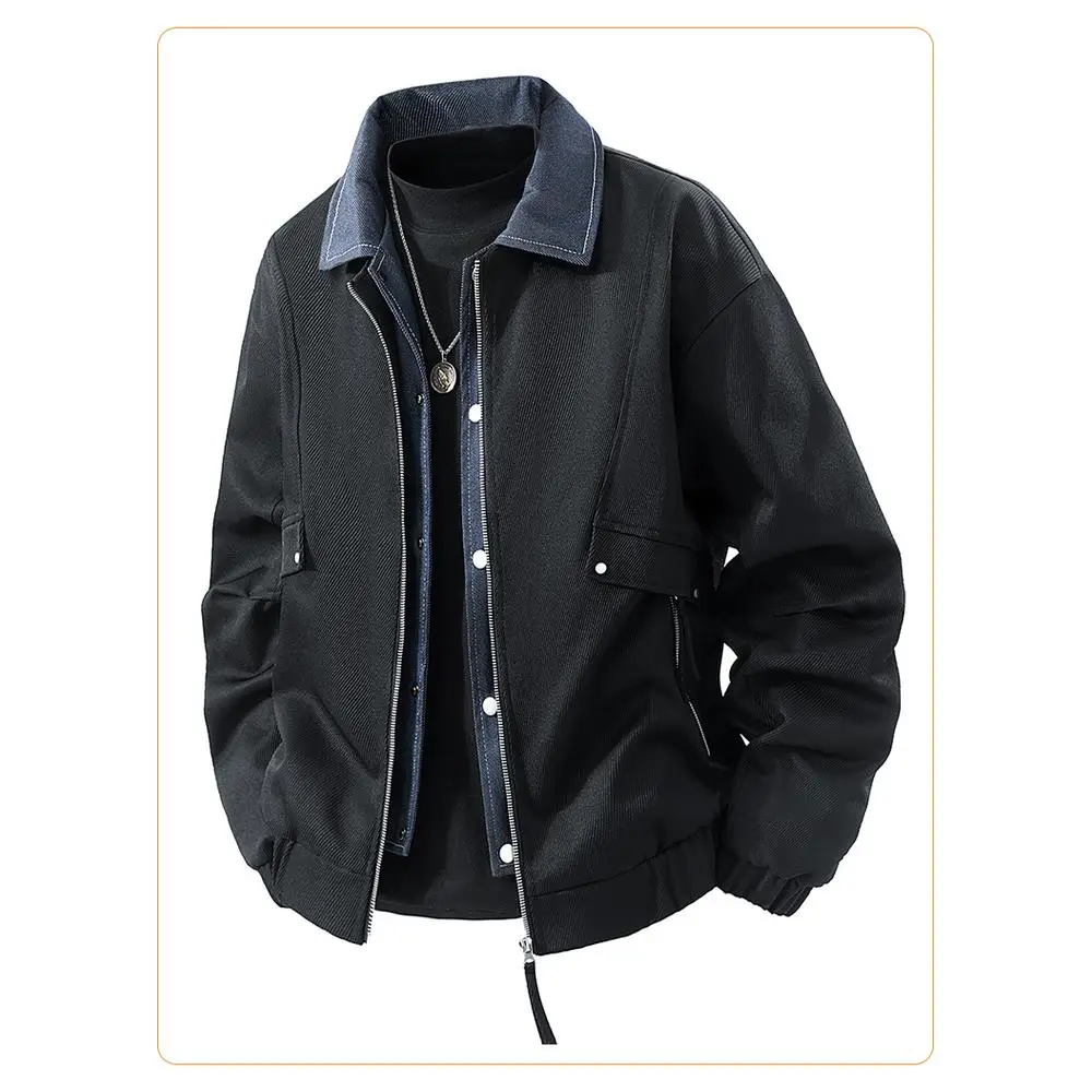 

Мужская повседневная куртка с длинным рукавом и воротником, осенняя новинка, свободный крой, универсальная стильная верхняя одежда для подростков