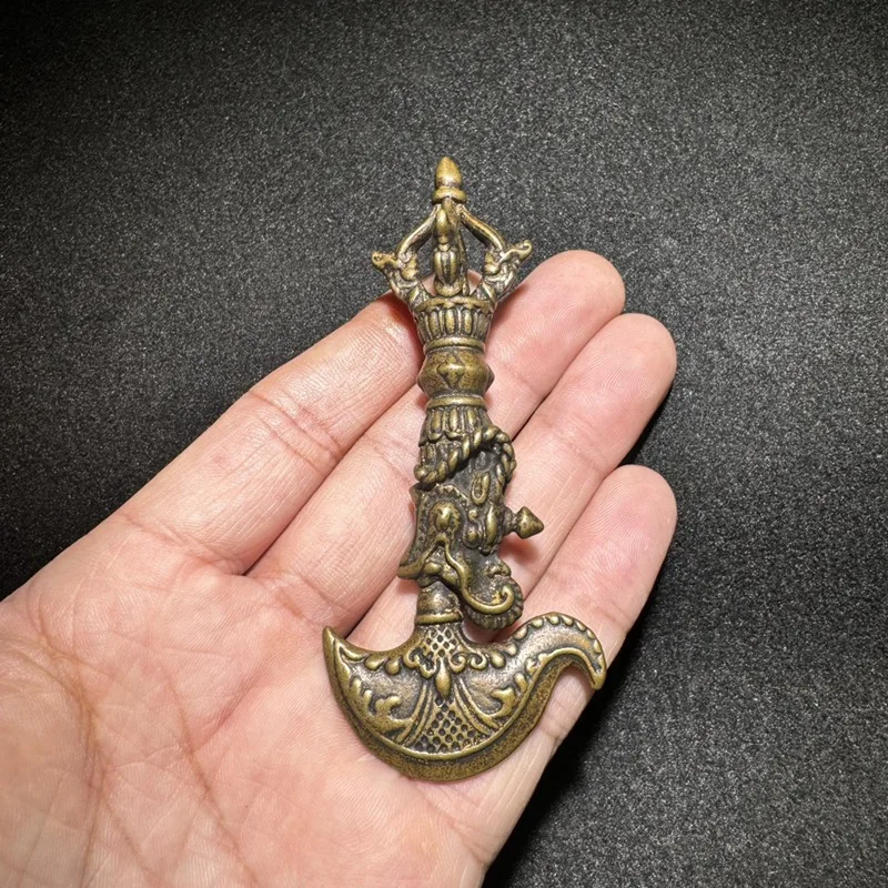 Brass Vajra Pestle Horse Head Ming Wang Pestle Vajra Stick Ornament Vintage Antique Craft Sword Vajra Pestle Copper Pestle