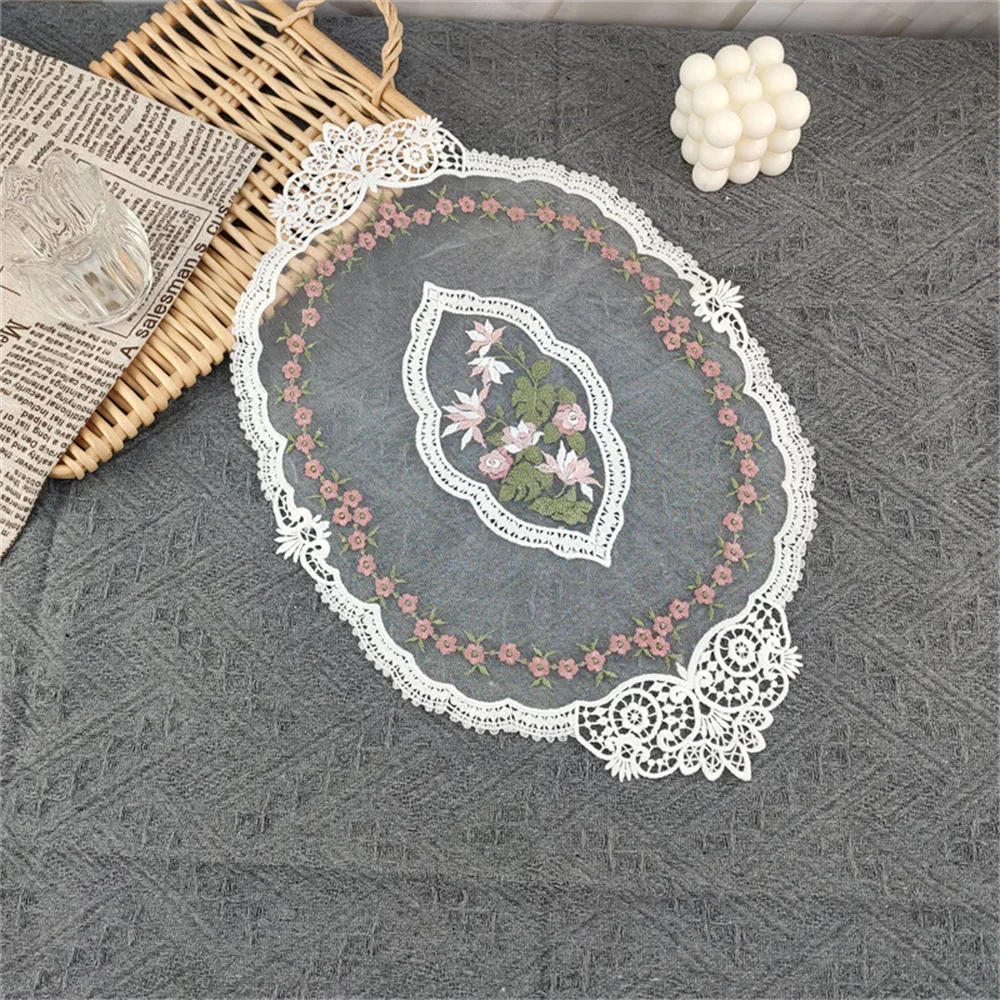 1 قطعة غطاء الطاولة الدانتيل الطعام المطرزة مفرش طاولة أنيقة مستديرة مفرش المائدة القهوة الوقايات منديل ديكور حفلات الزواج