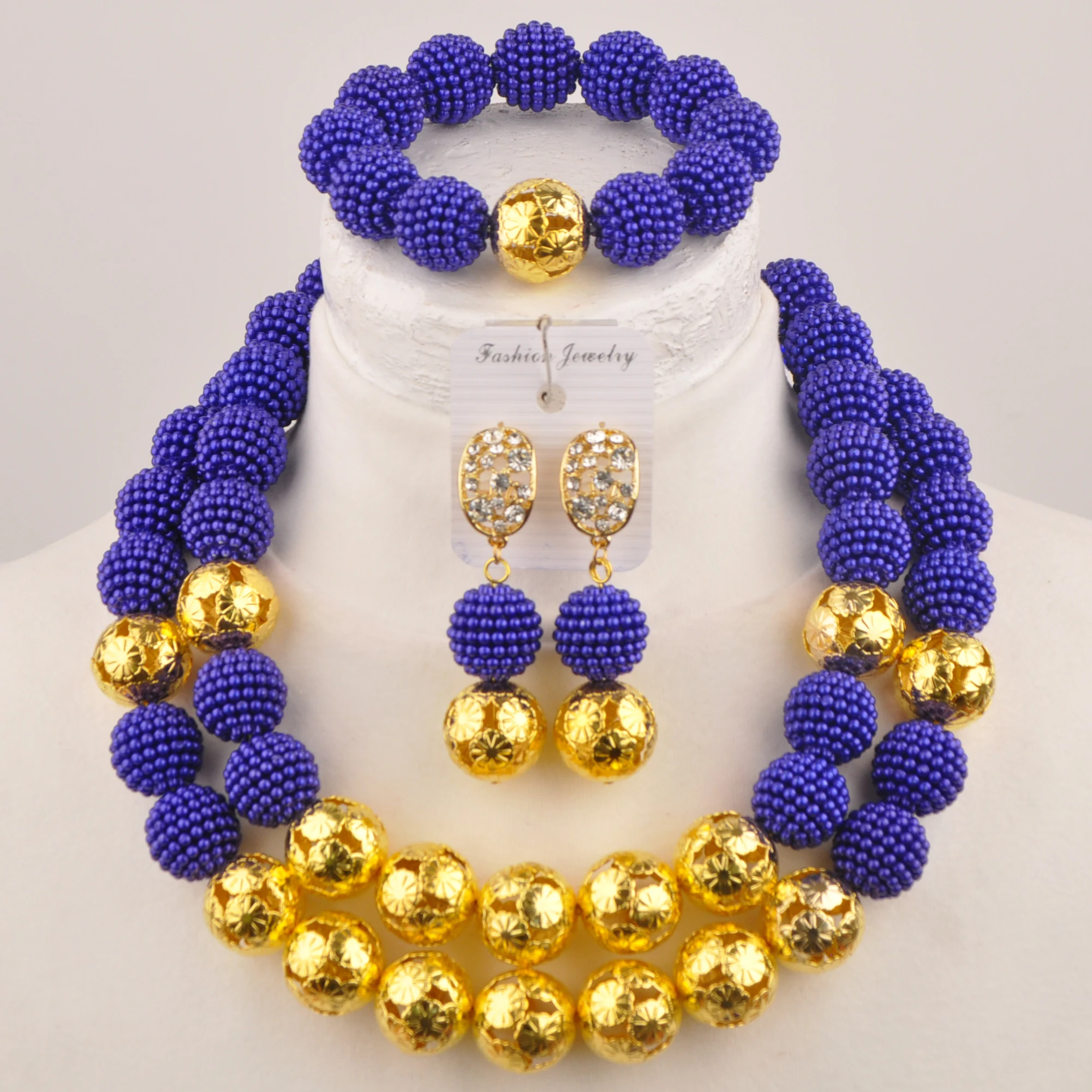 

Laanc Nigeria Wedding collection Royal Blue African necklace jewellery
