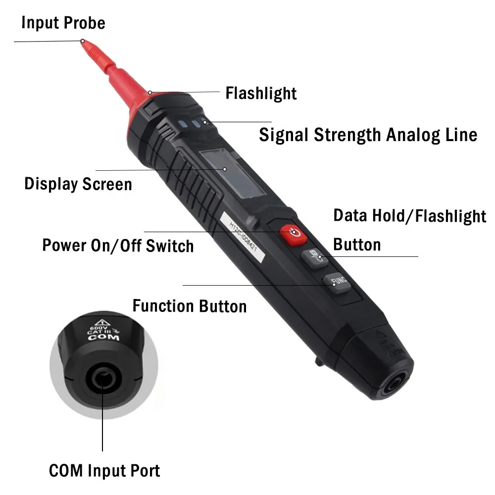 1pc HABOTEST HT121 Digital Multimeter 4000 Count Pen Type AC DC Voltage Frequency Capacitance Resistance Continuity Smart Tester