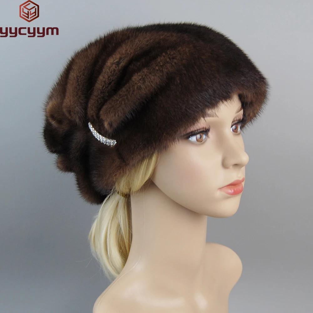 Russian Fur Hat Winter Warm Natural Mink Fur Hats for Women Classic Luxury Caps Earflap Christmas Hat Luxury Lady Real Mink Hat