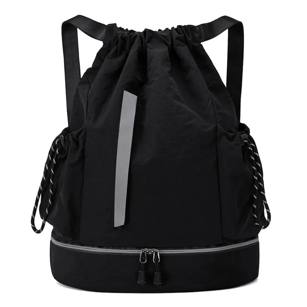 Large Capacity Drawstring Backpack Dry Wet Separation Multi Compartment Basketball Bag Lightweight Shoe Compartment Training Bag