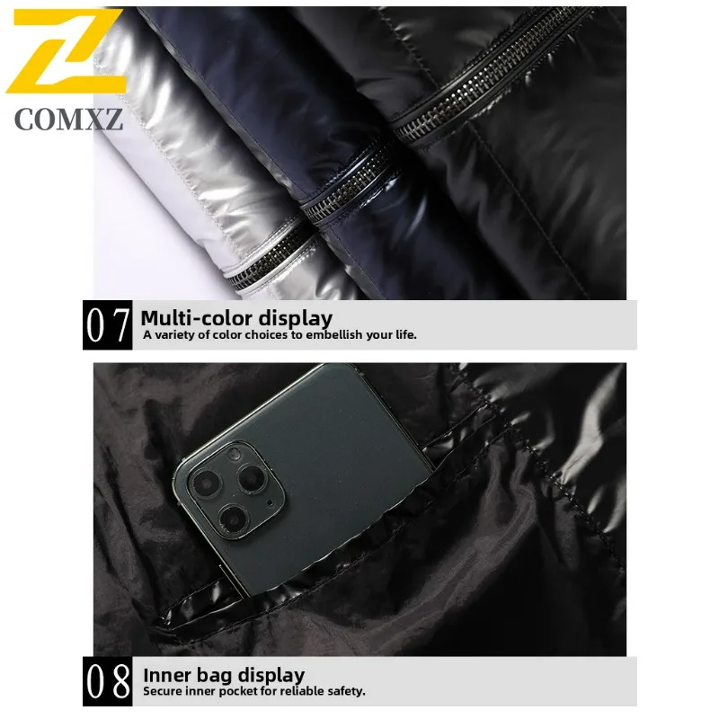 COMXZ الشتاء الرجال جديد لامع أسفل سترة خفيفة الوزن بطة أسفل معطف القطن زوجين الباردة والدليل على الحرارية عارضة الرياضة في الهواء الطلق أعلى